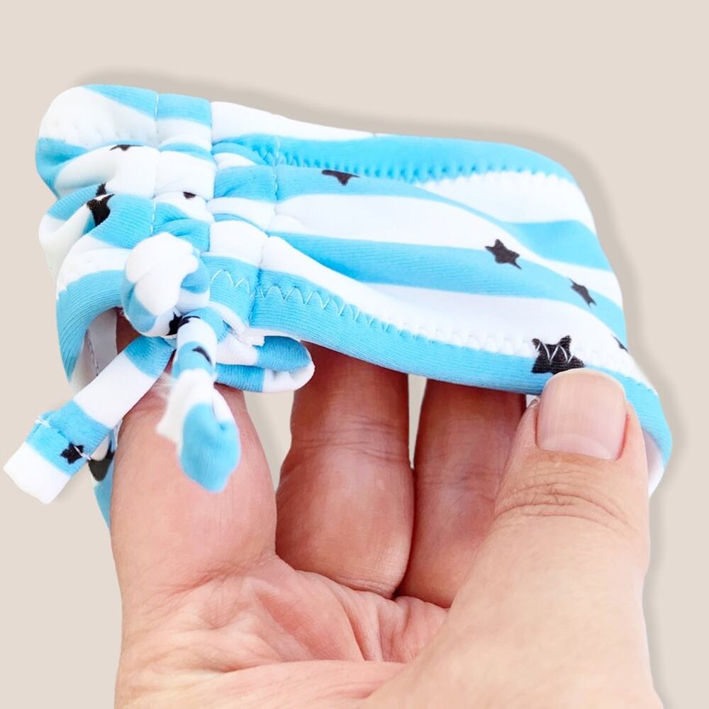 Aerie Cheeky Bikini Bottom Star Print Striped Tie Detail Blue White NWOT Size XL - Picture 2 of 10